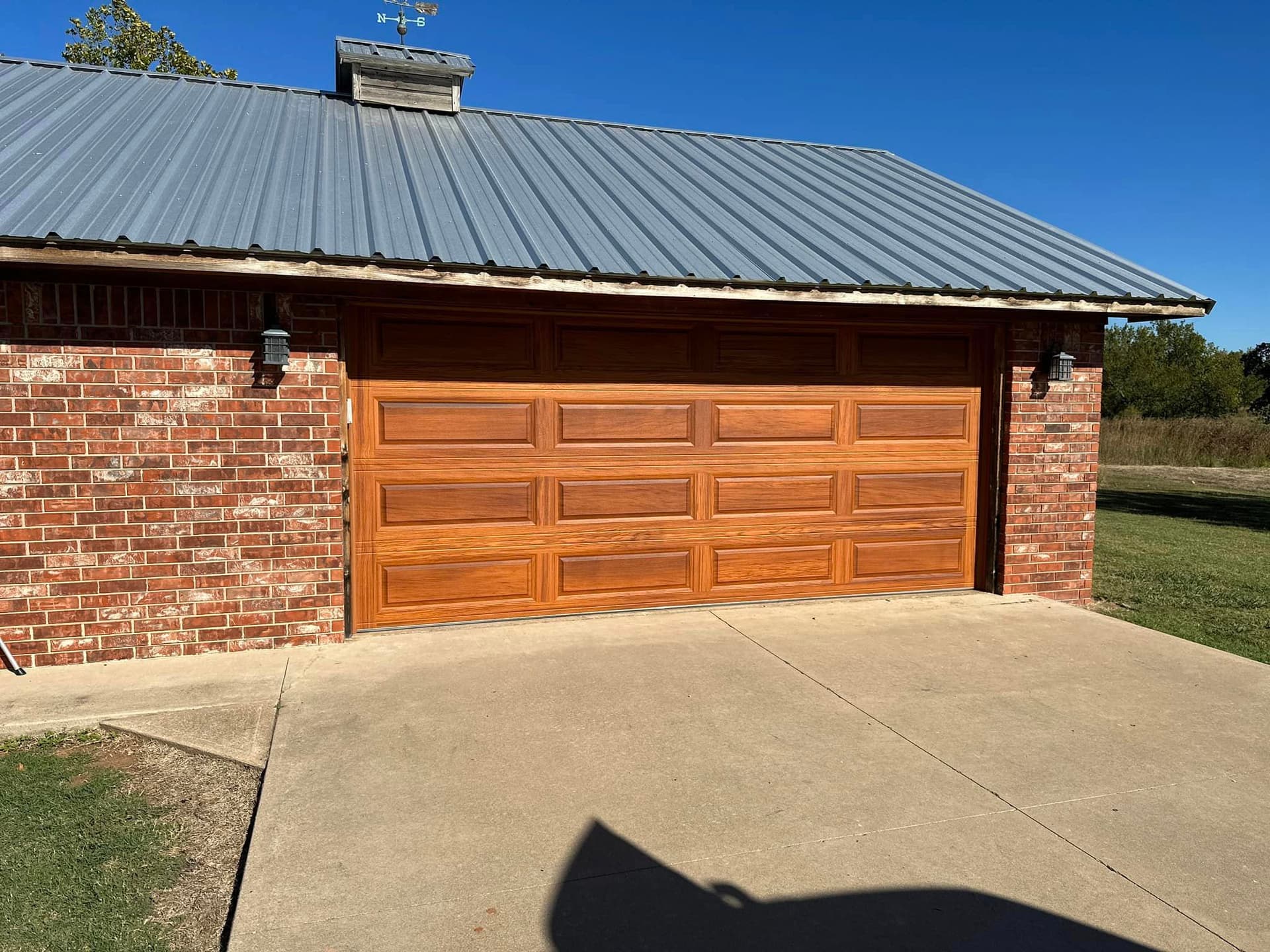 Raised Long Panel - Cedar Accent Wood Tone - Insulated Steel Back Garage Door